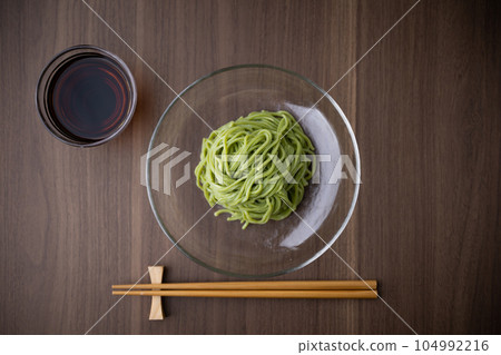 cha-soba, japanese green tea noodle cha-soba, japanese green tea noodle 104992216