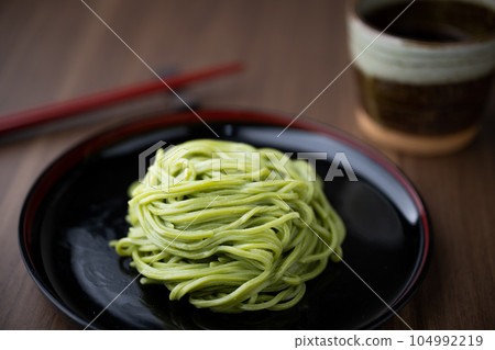 cha-soba, japanese green tea noodle cha-soba, japanese green tea noodle 104992219