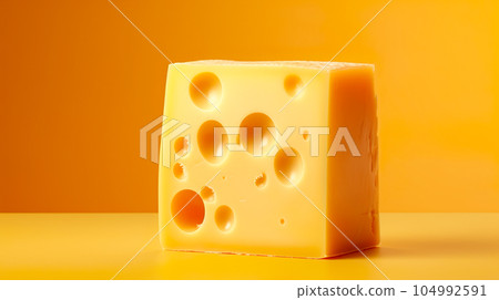 Cheese on a yellow background "AI generated image" 104992591