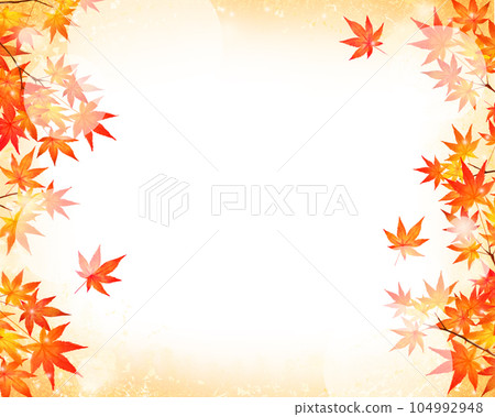 Fashionable white background autumn background material frame of beautiful autumn leaves with red leaves 104992948