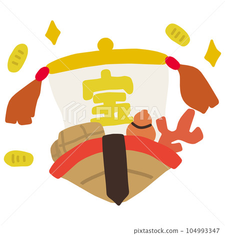 Illustration of a simple deformed treasure ship Illustration of a simple deformed treasure ship 104993347