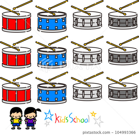 A set of vector materials in the style of a simple drum icon 104993366