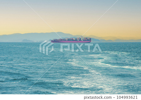 container ship going offshore 104993621