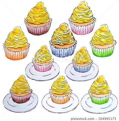 Montblanc hand-drawn brush watercolor illustration set Montblanc hand-drawn brush watercolor illustration set 104995173