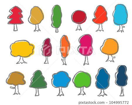 A colorful tree inspired by the SDGs, a simple hand-drawn illustration of colored pencils 104995772