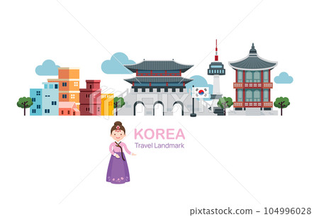 Korea Travel Elements Landmark.Vector Illustration 104996028