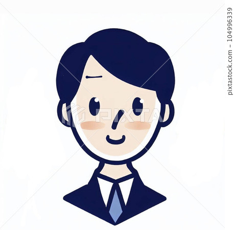 A cute logo-style illustration of an office worker Japanese 104996339