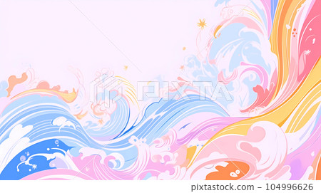 Hand-painted cartoon beautiful abstract artistic background design 104996626