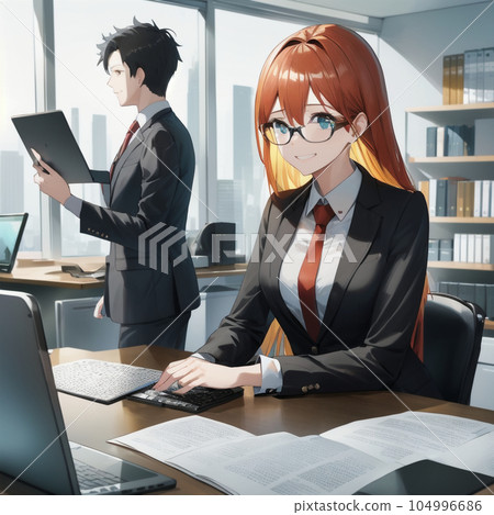 Illustration of office worker OL, office worker related to finance and law Illustration of office worker OL, office worker related to finance and law 104996686