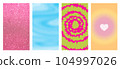 Set Of Geometric Glitter,heart,fluid Abstract Backgrounds. Lovely Vibes Posters Design. 104997026