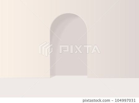 entrance door backdrop on minimal beige wall scene background. Display for spa and beauty, cosmetic product presentation showcase, mock up stage entrance door backdrop on minimal beige wall scene background. Display for spa and beauty, cosmetic product presentation showcase, mock up stage 104997031