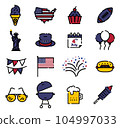 4th of july Independence Day Flat Color broken line Icons 104997033