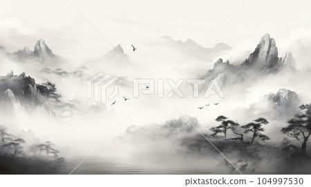 水墨山水AI圖像 104997530