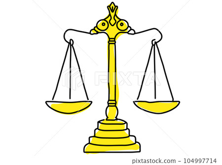 Simple line drawing illustration of a scale Simple line drawing illustration of a scale 104997714