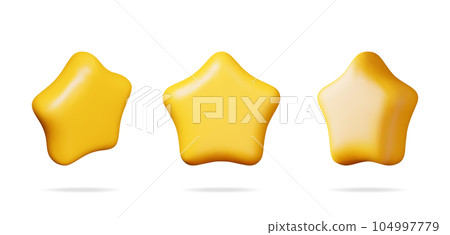 3D Glossy Yellow Star in Different Angles 3D Glossy Yellow Star in Different Angles 104997779