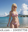 A woman relaxing on the beach 104997798