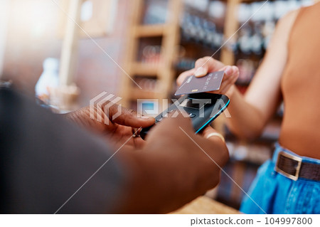 Credit card, machine and people hands in small business, e commerce transaction and fintech payment or store digital POS. Banking, customer services or b2c woman, cashier or man in shop or restaurant Credit card, machine and people hands in small business, e commerce transaction and fintech payment or store digital POS. Banking, customer services or b2c woman, cashier or man in shop or restaurant 104997800