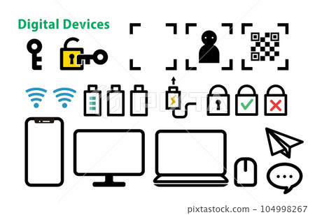 與數字設備相關的圖標插圖集 104998267