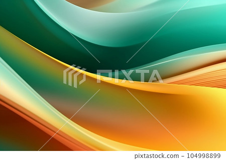 Modern waves background in green and orange colors 104998899