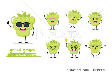 cute green grape different activity expression emotion. fruit with many activity vector illustration flat design. cute green grape different activity expression emotion. fruit with many activity vector illustration flat design. 104999128