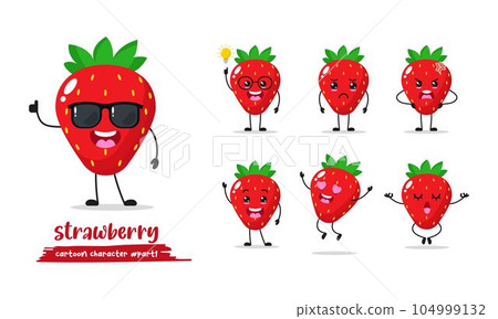 cute strawberry different activity expression emotion. fruit with many activity vector illustration flat design. cute strawberry different activity expression emotion. fruit with many activity vector illustration flat design. 104999132