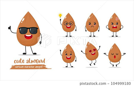 almond cartoon with many expressions. different almond activity vector illustration flat design almond cartoon with many expressions. different almond activity vector illustration flat design 104999180