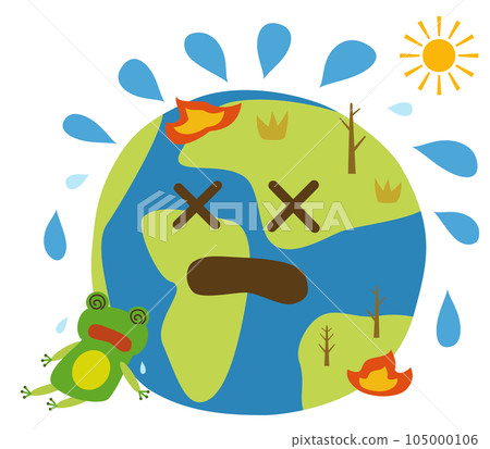 Global warming heat wave Earth and frogs getting tired in the summer Global warming heat wave Earth and frogs getting tired in the summer 105000106