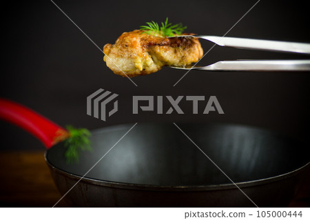a piece of fried chicken fillet with spices 105000444