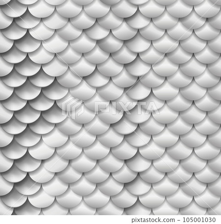 Realistic seamless silver fish snake scales background vector texture pattern in golden colors. Yellow gold wildlife background. 105001030