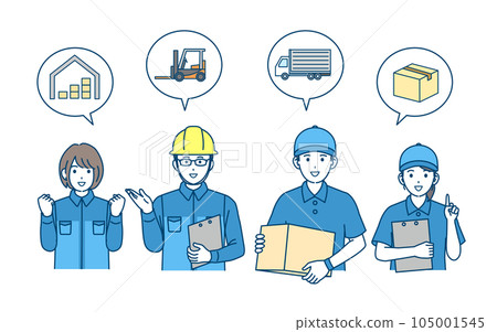 Illustration of men and women who work in warehouse and delivery 105001545