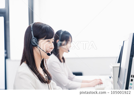 Staff working at the call center Staff working at the call center 105001922