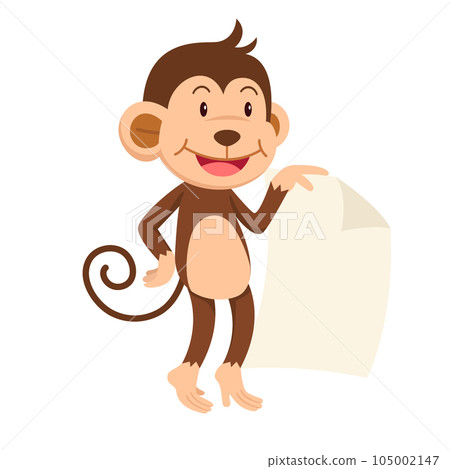 cute cartoon monkey character on white background illustration cute cartoon monkey character on white background illustration 105002147