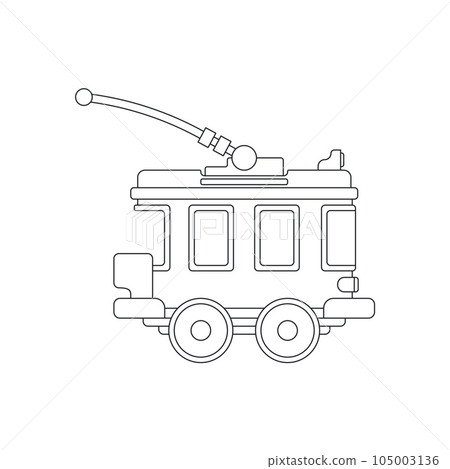 Line vector icon with toys trolleybus. Engaging and interactive toys that spark creativity and imagination. Designed for kids. Encourage playtime and ignite the joy of discovery with popular toys. 105003136