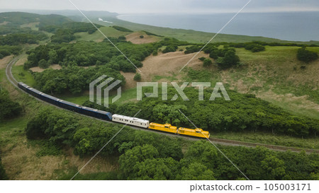 THE ROYAL EXPRESS runs through the hills of Wakkanai, Hokkaido 105003171