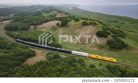 THE ROYAL EXPRESS runs through the hills of Wakkanai, Hokkaido 105003172