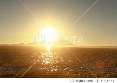 Heat wave. Hot sun of heat wave. Climate change. Global warming. High temperature thermometer. Heat wave in Europe. California. Heat wave over the city skyline. Climate change. 105003874