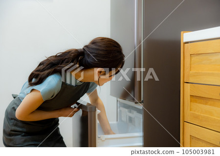 Woman in the kitchen Refrigerator Woman in the kitchen Refrigerator 105003981