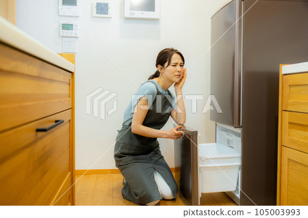 女人在廚房裡的冰箱 女人在廚房裡的冰箱 105003993