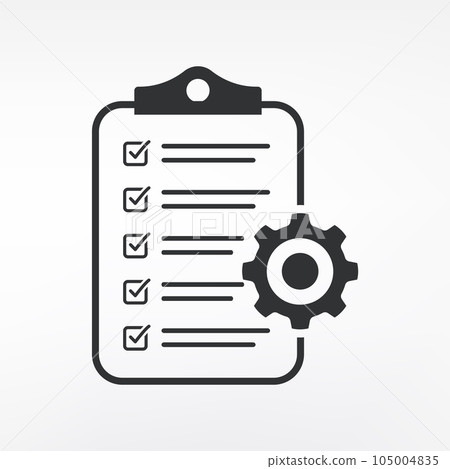 Clipboard pencil vector icon. Black illustration isolated on white background Clipboard pencil vector icon. Black illustration isolated on white background 105004835