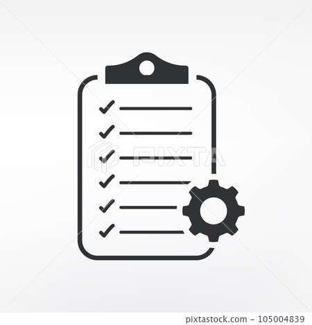 Clipboard pencil vector icon. Black illustration isolated on white background Clipboard pencil vector icon. Black illustration isolated on white background 105004839