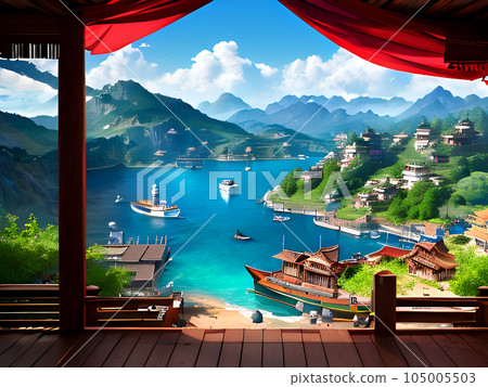 Island floating in the lake Island floating in the lake 105005503