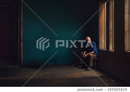 一位孤獨老人站在空房間角落的圖像 1：AI 生成的圖像 105005829