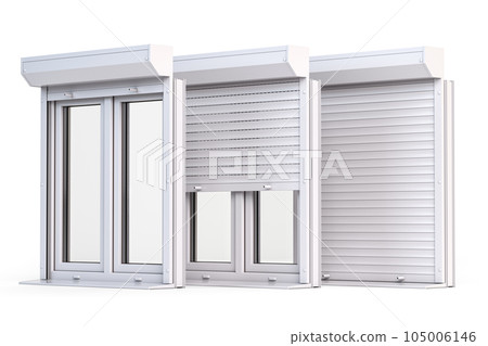 Window roller shutters solated on white background. 105006146