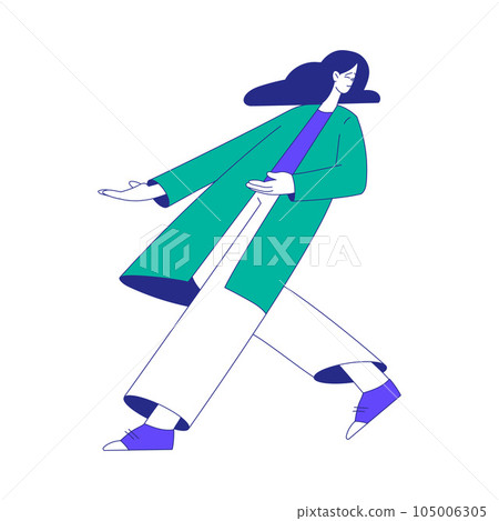 Young Woman Character at the Crossroads Walking and Thinking Vector Illustration Young Woman Character at the Crossroads Walking and Thinking Vector Illustration 105006305