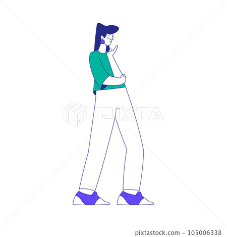 Young Woman Character at the Crossroads Standing and Thinking Vector Illustration 105006338