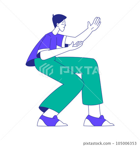 Young Man Character at the Crossroads Standing and Thinking Vector Illustration Young Man Character at the Crossroads Standing and Thinking Vector Illustration 105006353