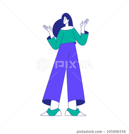 Young Woman Character at the Crossroads Standing and Thinking Vector Illustration 105006356