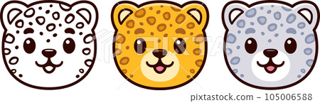 Cute cartoon leopard face icon 105006588