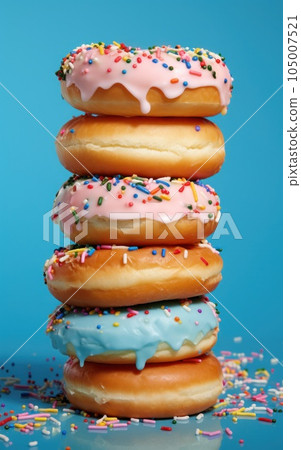 Sweet donuts background. Illustration AI Generative 105007521