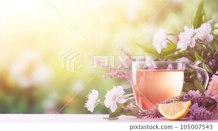 Summer tea. Illustration AI Generative Summer tea. Illustration AI Generative 105007543